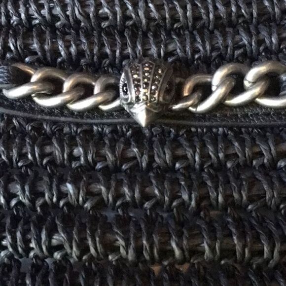 Kurt Geiger Chelsea Raffia Tote Bag Black, chunky chain, Gun Metal, Embellished - Picture 7 of 7